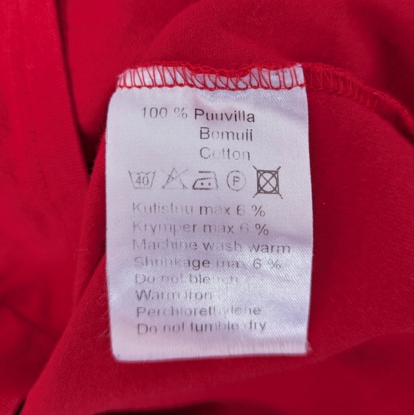 Vintage Marimekko Graphic Floral Red Long Sleeve Tee - Picture 11 of 11